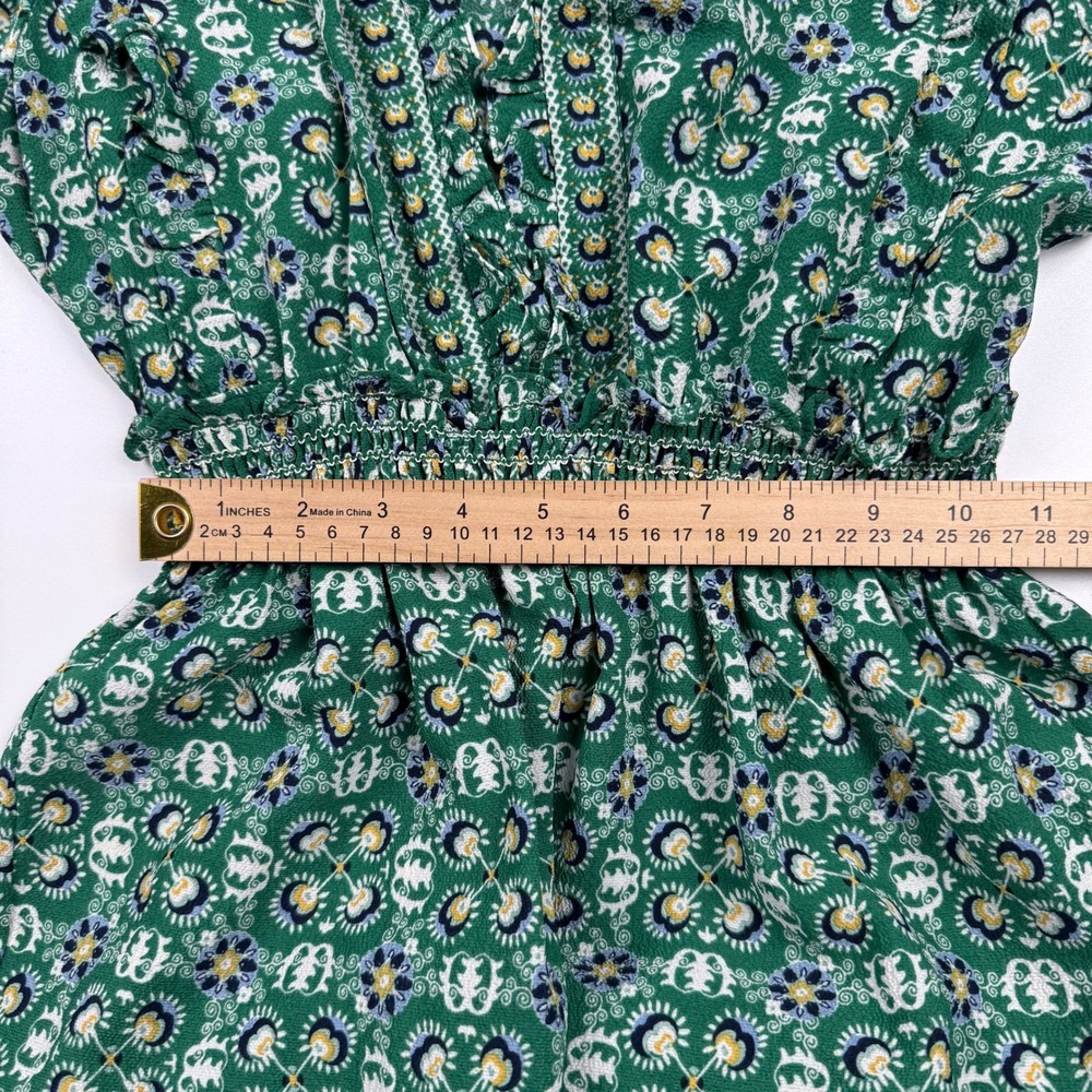 Floral Smocked Max Studio Green Rayon Maxi Dress Size M Medium - Picture 5 of 13